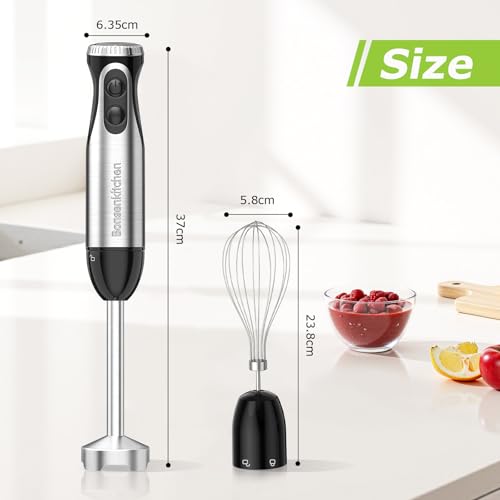 Bonsenkitchen Immersion Handheld Blender with Whisk, 20-Speed & Turbo Mode Hand Blender Stick 500W, 304 Stainless Steel Hand Blender for Soup, Smoothie, Puree, Baby Food - My Kitchen Products