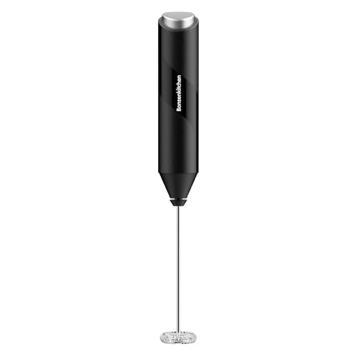Bonsenkitchen Powerful Milk Frother for Coffee, Fast Handheld Drink Mixer with Stainless Steel Whisk, Battery Operated Hand Frother Stirrer Wand-Black - My Kitchen Products