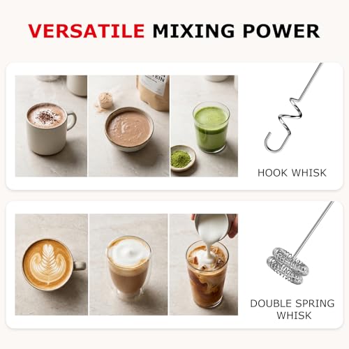 Bonsenkitchen Rechargeable Milk Frother with Stand, 3-Speed Handheld Coffee Frother, Dual Spring Whisk Electric Hand Frother Wand Drink Mixer for Lattes Cappuccino Protein, Kitchen Gifts - My Kitchen Products