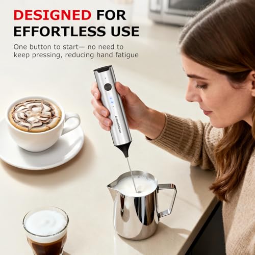 Bonsenkitchen Rechargeable Milk Frother with Stand, 3-Speed Handheld Coffee Frother, Dual Spring Whisk Electric Hand Frother Wand Drink Mixer for Lattes Cappuccino Protein, Kitchen Gifts - My Kitchen Products
