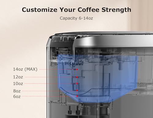 Bonsenkitchen Single Serve Coffee Maker K Cup Pod with 6-14oz Brew Size- 3 Min Fast Brewing Machine with Strength Control, BPA-free Materials, Fits 6.6" Travel Mugs, Silver, Upgrade - My Kitchen Products