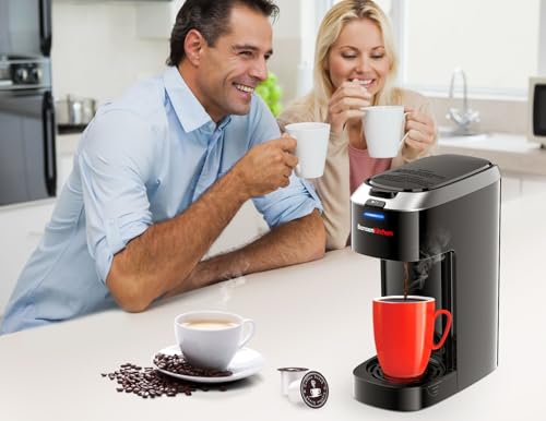 Bonsenkitchen Single Serve Coffee Maker K Cup Pod with 6-14oz Brew Size- 3 Min Fast Brewing Machine with Strength Control, BPA-free Materials, Fits 6.6" Travel Mugs, Silver, Upgrade - My Kitchen Products