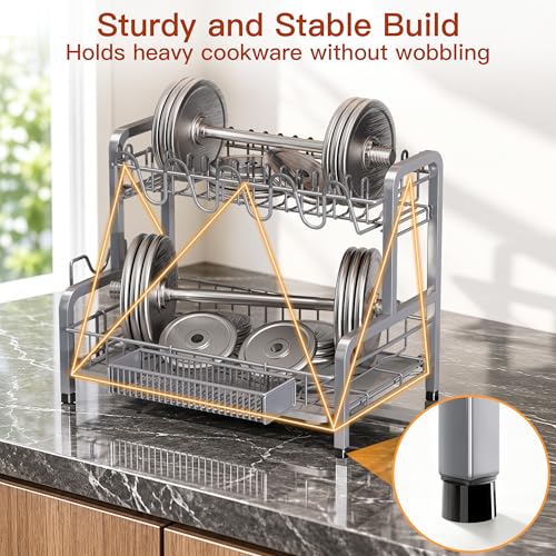 BOOSINY 2 Tier Dish Drainer Drying Rack for Kitchen Counter, Large Stainless Steel Dish Dryer with Drainboard, Big Rustproof Metal Space Saving Countertop Plate Strainer with Utensil Holder, Sliver - My Kitchen Products