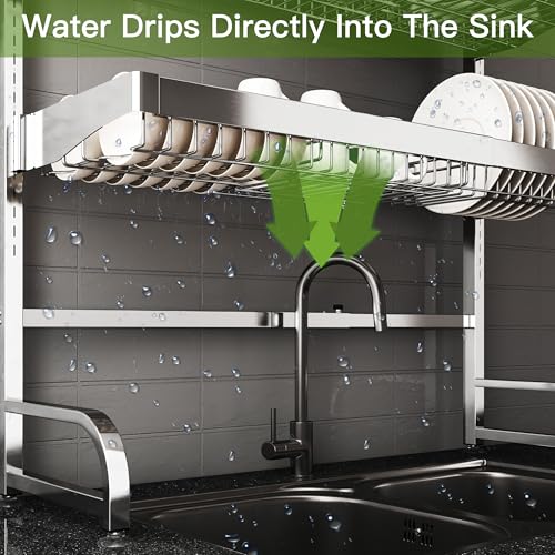 BOOSINY Over The Sink Dish Drying Rack, Extra Large Capacity Dish Drainer - My Kitchen Products