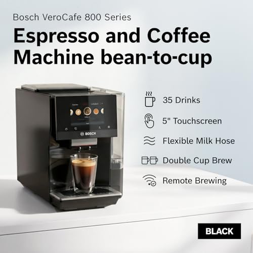 Bosch Fully Automatic Coffee and Espresso Machine - 35 Drinks, Double Cup Barista Style Super Coffee Maker - Touchscreen, Large Bean Capacity - Easy Clean, Maintenance - Black - TPU60309 - My Kitchen Products