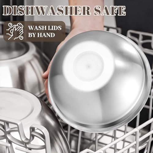 Boskermeal Mixing Bowls with Lids Set - 7PCS Nesting Mixing Bowls, Lids, Stainless Steel Mixing Bowls for Mixing, Baking & Meal Prep, Dishwasher Safe, Size 0.7/1.1/1.5/2.1/3.5/4/4.5 QT, Khaki - My Kitchen Products