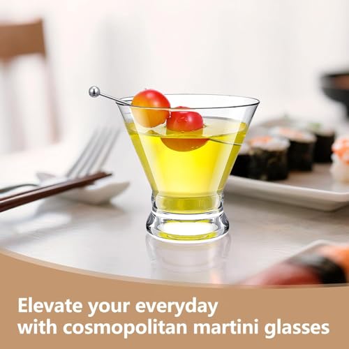 BPFY Stemless Martini Glasses Set of 6, 8oz Lead-Free Crystal Shrimp Cocktail Glasses Set, Dishwasher Safe Margarita Glasses for Cosmopolitan, Manhattan & Home Bar - My Kitchen Products