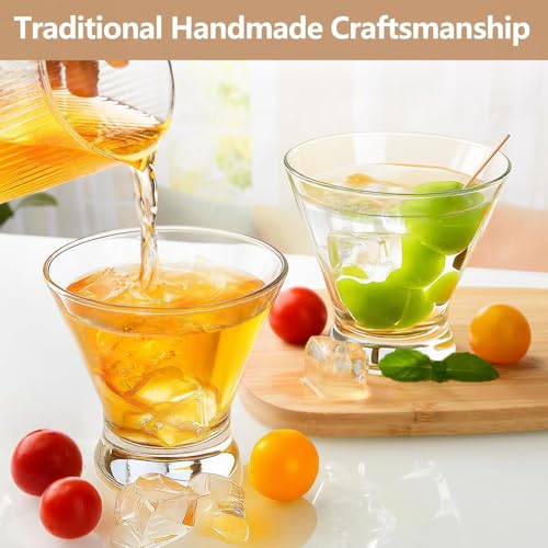 BPFY Stemless Martini Glasses Set of 6, 8oz Lead-Free Crystal Shrimp Cocktail Glasses Set, Dishwasher Safe Margarita Glasses for Cosmopolitan, Manhattan & Home Bar - My Kitchen Products