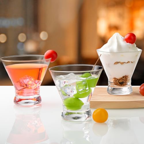 BPFY Stemless Martini Glasses Set of 6, 8oz Lead-Free Crystal Shrimp Cocktail Glasses Set, Dishwasher Safe Margarita Glasses for Cosmopolitan, Manhattan & Home Bar - My Kitchen Products