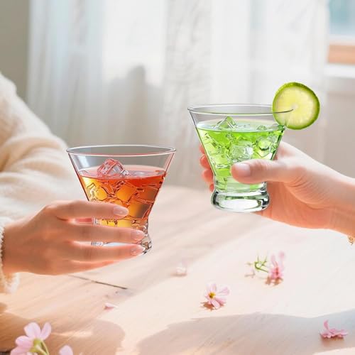 BPFY Stemless Martini Glasses Set of 6, 8oz Lead-Free Crystal Shrimp Cocktail Glasses Set, Dishwasher Safe Margarita Glasses for Cosmopolitan, Manhattan & Home Bar - My Kitchen Products