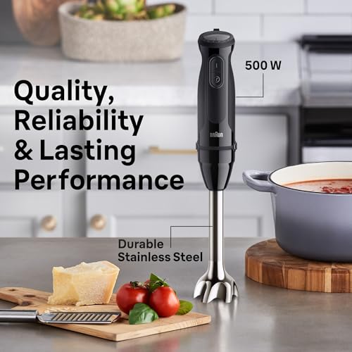Braun MQ50001M Vario Hand Blender – 21-Speed Handheld Immersion Blender with PowerBell VPlus, TurboBoost & EasyClick Systems, Stainless Steel Blades, SplashControl, 500W, Hand Blenders for Smoothies - My Kitchen Products