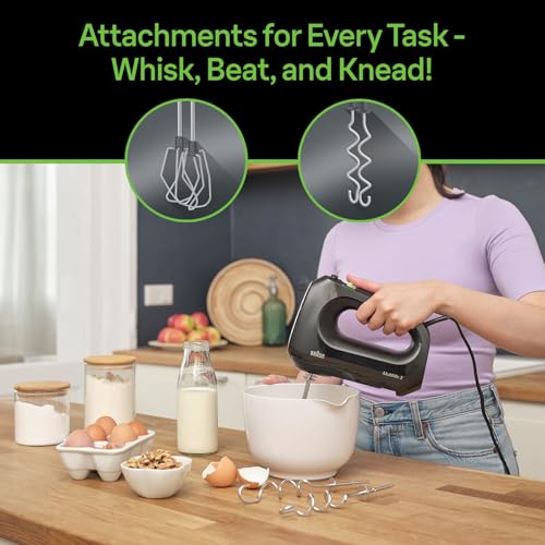 Braun Multimix 2 Hand Mixer Black - beaters, dough hooks, accessory bag - My Kitchen Products