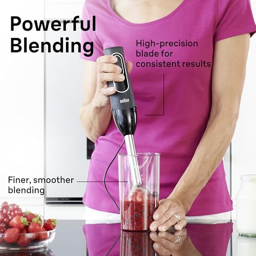 Braun MultiQuick 5 Immersion Hand Blender with Dual Speed + Turbo and Patented Technology, 350W - Includes Beaker and Whisk, Black, MQ505 - My Kitchen Products