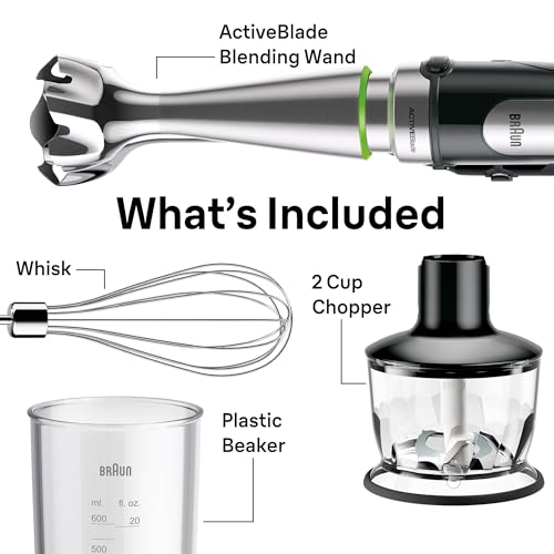 Braun MultiQuick 7 3-in-1 Immersion Blender with Food Processor – Powerful Handheld Electric Stick - Emulsifier for Chopping, Beating & Whisking - Ideal for Soup, Puree, Smoothies & More - My Kitchen Products