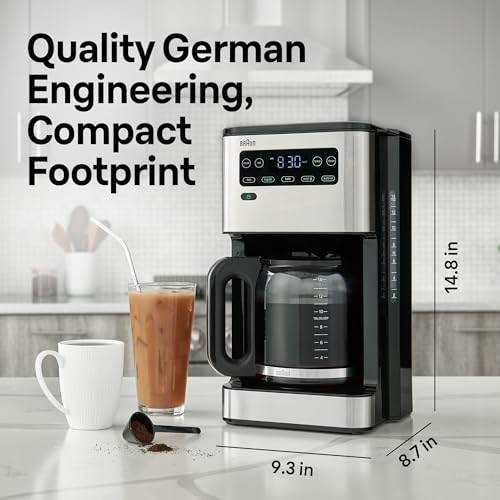 Braun PureFlavor 14‑Cup Programmable Coffee Maker – Fast Brew Speed, Touch Display, Bold & Brew‑Over‑Ice Modes, FlavorCarafe & Adjustable Warm Plate - My Kitchen Products