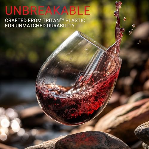 Bravario Unbreakable Stemless Plastic Wine Glasses | Reusable | Shatterproof 100% Tritan Plastic | Dishwasher-Safe | BPA-free | Awesome for Indoor & Outdoor | 16 oz, Set of 4 - My Kitchen Products