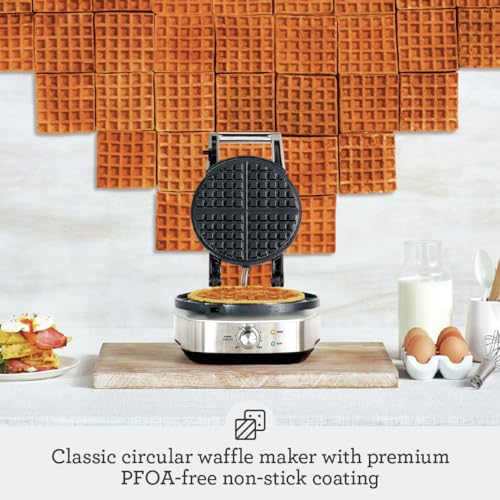 Breville BWM520XL No-Mess Classic Round Waffle Maker, Brushed Stainless Steel - My Kitchen Products