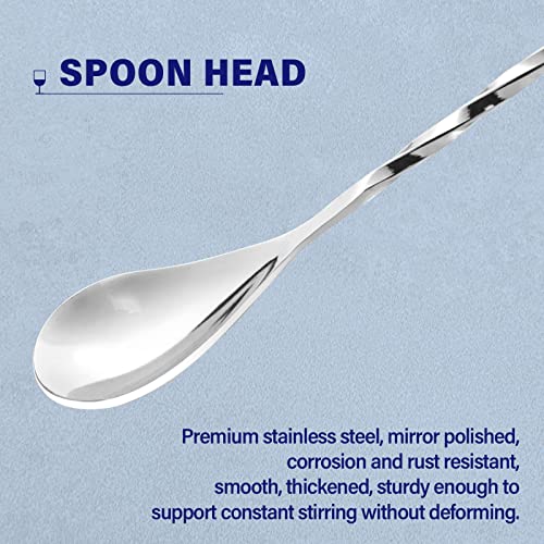 Briout Bar Spoon Cocktail Mixing Stirrers for Drink, Stainless Steel 12 Inches Long Handle, Silver 2 Pieces - My Kitchen Products