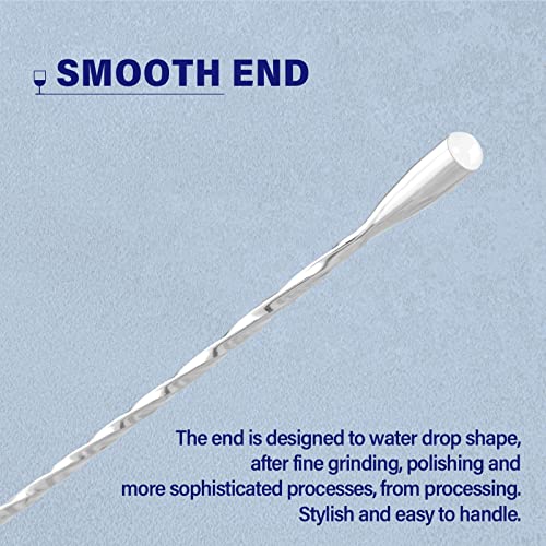 Briout Bar Spoon Cocktail Mixing Stirrers for Drink, Stainless Steel 12 Inches Long Handle, Silver 2 Pieces - My Kitchen Products