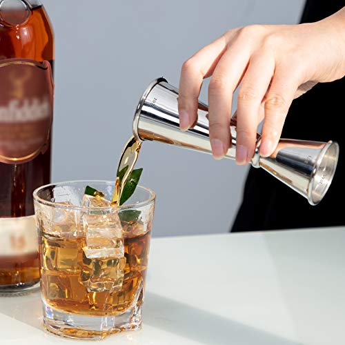 Briout Jigger for Bartending, Double Cocktail Jigger Japanese Premium 304 Stainless Steel Jigger 2 OZ 1 OZ with Measurements Inside - My Kitchen Products
