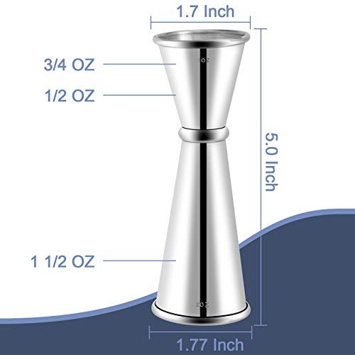 Briout Jigger for Bartending, Double Cocktail Jigger Japanese Premium 304 Stainless Steel Jigger 2 OZ 1 OZ with Measurements Inside - My Kitchen Products