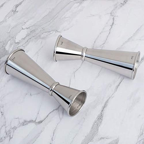 Briout Jigger for Bartending, Double Cocktail Jigger Japanese Premium 304 Stainless Steel Jigger 2 OZ 1 OZ with Measurements Inside - My Kitchen Products