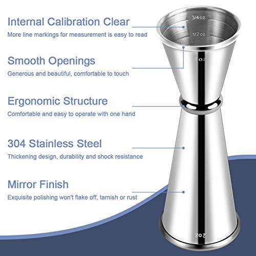 Briout Jigger for Bartending, Double Cocktail Jigger Japanese Premium 304 Stainless Steel Jigger 2 OZ 1 OZ with Measurements Inside - My Kitchen Products
