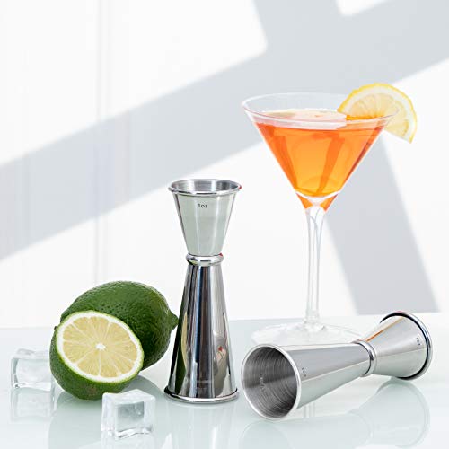 Briout Jigger for Bartending, Double Cocktail Jigger Japanese Premium 304 Stainless Steel Jigger 2 OZ 1 OZ with Measurements Inside - My Kitchen Products
