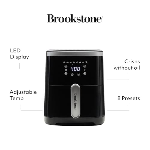 Brookstone Air Fryer – 4.5 Qt, 1300W Large Capacity Fryer with LED Display, 8 Presets, Adjustable Temp, Oil-Free Kitchen Appliance for Baking, Roasting, Frying, Healthy Crispy Meals, Black - My Kitchen Products