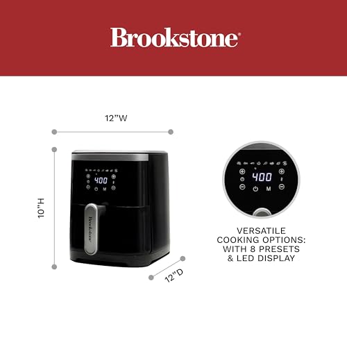 Brookstone Air Fryer – 4.5 Qt, 1300W Large Capacity Fryer with LED Display, 8 Presets, Adjustable Temp, Oil-Free Kitchen Appliance for Baking, Roasting, Frying, Healthy Crispy Meals, Black - My Kitchen Products