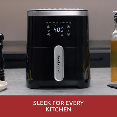 Brookstone Air Fryer – 4.5 Qt, 1300W Large Capacity Fryer with LED Display, 8 Presets, Adjustable Temp, Oil-Free Kitchen Appliance for Baking, Roasting, Frying, Healthy Crispy Meals, Black - My Kitchen Products