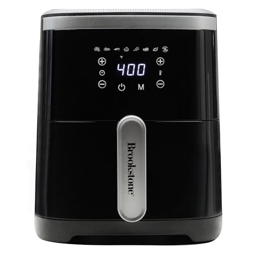 Brookstone Air Fryer – 4.5 Qt, 1300W Large Capacity Fryer with LED Display, 8 Presets, Adjustable Temp, Oil-Free Kitchen Appliance for Baking, Roasting, Frying, Healthy Crispy Meals, Black - My Kitchen Products