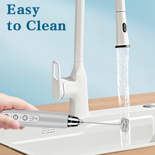BSRGMS Milk Frother Handheld for Coffee, Electric Whisk 3 Speed Adjustable, Drink Mixer with Stainless 3 Whisks, Rechargeable Hand Frother Wand, Foam Maker for Latte Cappuccino Matcha Egg Silver - My Kitchen Products