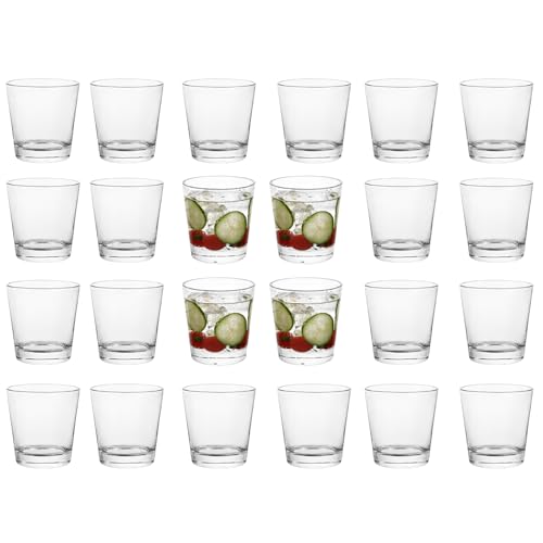 BTGLLAS 9oz Lowball Glasses, 24pc Short Glass Sets, Lead-Free Crystal Drinking Glasses for Water, Mojito, Tom