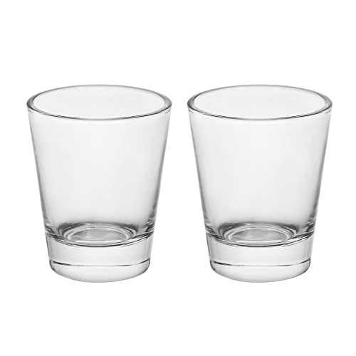 BTGLLAS Heavy Base Shot Glasses, 1.5 oz Sets of Clear Shot Glass (2 Pack), Measuring Cup for Espresso, Liquid, and Wine