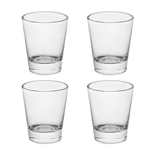 BTGLLAS Heavy Base Shot Glasses, 1.5 oz Sets of Clear Shot Glass (4 Pack), Measuring Cup for Espresso, Liquid, and Wine