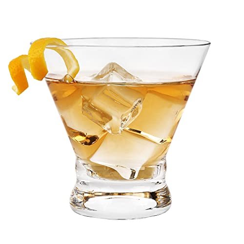 BTGLLAS Set of 12 Martini Glasses - 8-Ounce Cinched Design Cocktail Glasses with Heavy Base, Stemless Construction for Stability - Sturdy and Elegant Bar Glasses (Glass, Clear12Pcs) - My Kitchen Products