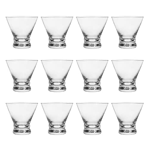 BTGLLAS Set of 12 Martini Glasses, 8-Ounce Cinched Design Cocktail Glasses with Heavy