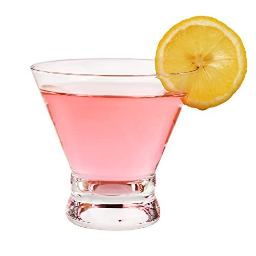 BTGLLAS Set of 12 Martini Glasses - 8-Ounce Cinched Design Cocktail Glasses with Heavy Base, Stemless Construction for Stability - Sturdy and Elegant Bar Glasses (Glass, Clear12Pcs) - My Kitchen Products