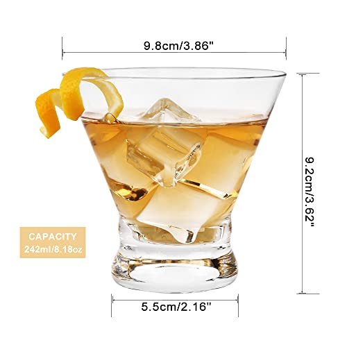 BTGLLAS Set of 12 Martini Glasses - 8-Ounce Cinched Design Cocktail Glasses with Heavy Base, Stemless Construction for Stability - Sturdy and Elegant Bar Glasses (Glass, Clear12Pcs) - My Kitchen Products