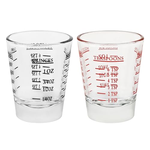 BTGLLAS Set of 2 Shot Glasses, Heavy Glass, Perfect for Measuring Espresso, Wine, and More 26-Incremental Measurement
