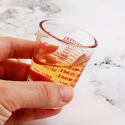 BTGLLAS Set of 2 Shot Glasses - Heavy Glass, Perfect for Measuring Espresso, Wine, and More 26-Incremental Measurement 1oz, 6 Tsp, 2 Tbs, 30ml (2, Red+Black) - My Kitchen Products