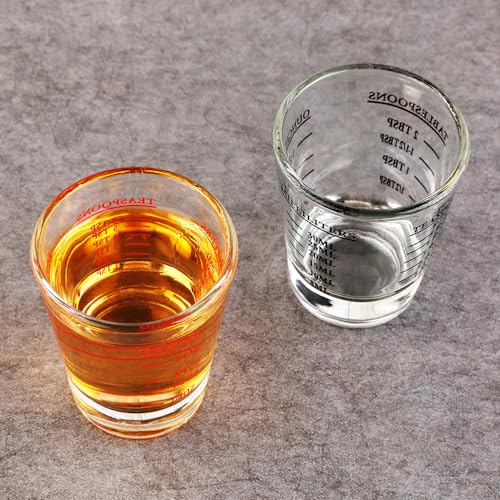 BTGLLAS Set of 2 Shot Glasses - Heavy Glass, Perfect for Measuring Espresso, Wine, and More 26-Incremental Measurement 1oz, 6 Tsp, 2 Tbs, 30ml (2, Red+Black) - My Kitchen Products