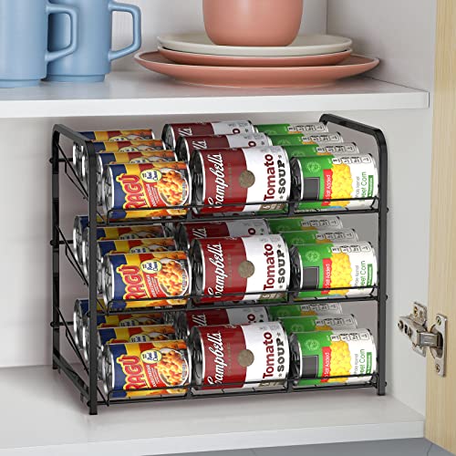 BTY Can Organizer for Pantry Stackable 2 Pack, Can Storage Organizer Rack Stacking Can Dispensers Small Space Holds up to 36 Cans for Pantry, Kitchen, Cabinet Black - My Kitchen Products
