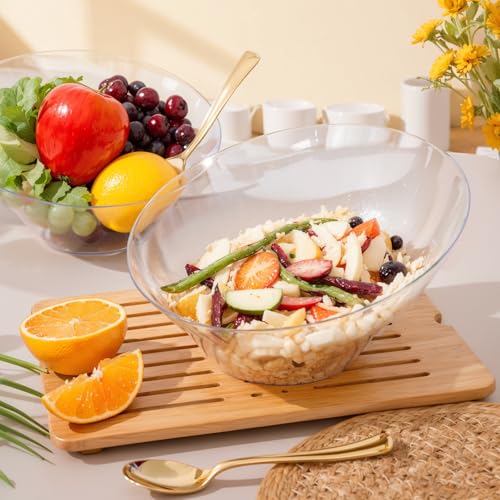 bUCLA 54 OZ Clear Plastic Serving Bowls (12 Pack) - Angled Serving Bowls Disposable for Chip&Candy - Party Table Salad and Fruit - My Kitchen Products