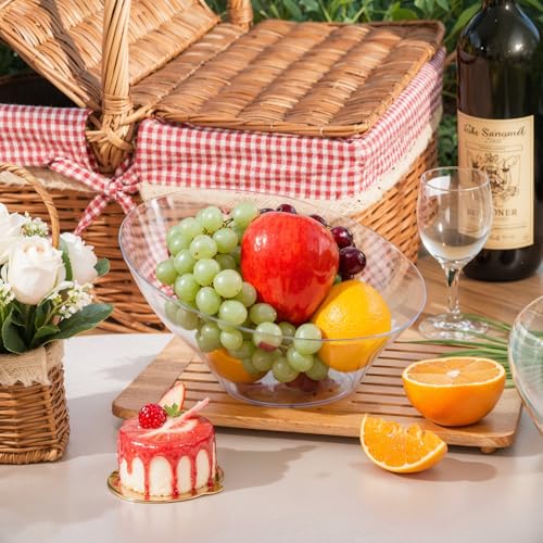 bUCLA 54 OZ Clear Plastic Serving Bowls (12 Pack) - Angled Serving Bowls Disposable for Chip&Candy - Party Table Salad and Fruit - My Kitchen Products