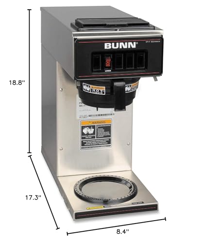 BUNN 13300.0001 VP17-1SS Pourover Coffee Brewer with 1-Warmer, Stainless Steel, Silver, Standard - My Kitchen Products