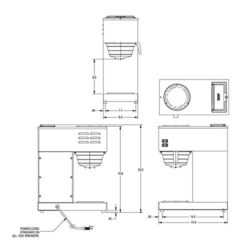 BUNN - 33200.0002 VPR-2EP 12-Cup Pourover Commercial Coffee Brewer Plus 2 Easy Pour Commercial Decanters - My Kitchen Products