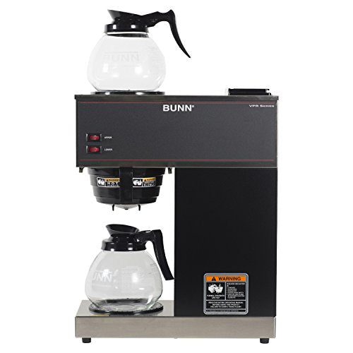BUNN 33200.0015 VPR-2GD 12-Cup Pourover Commercial Coffee Brewer with Upper and Lower Warmers and Two Glass Decanters, Black, Stainless, Standard - My Kitchen Products