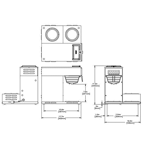 BUNN VP17-3, 12-Cup Low Profile Pourover Commercial Coffee Maker, 3 Lower Warmers, 13300.0003,Silver - My Kitchen Products